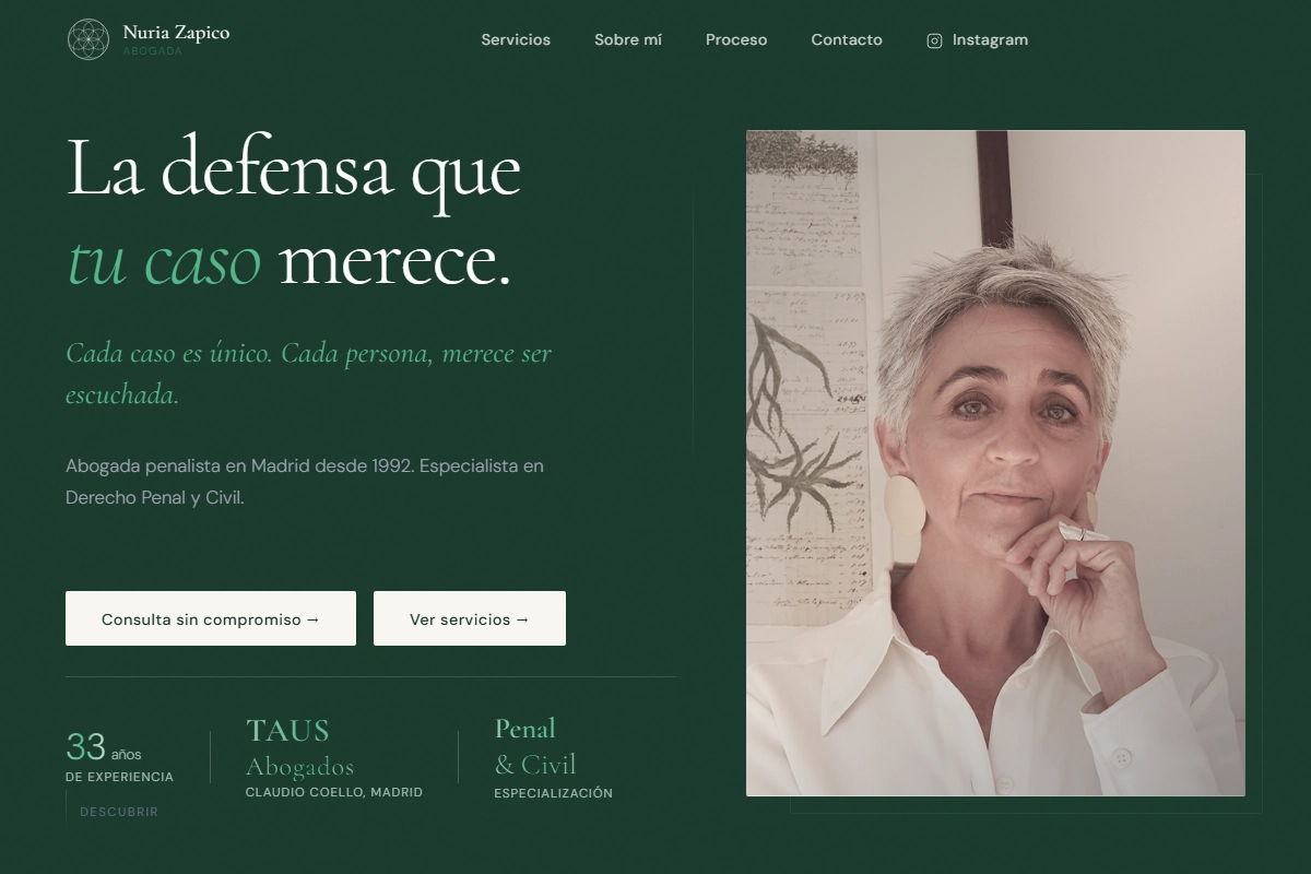 Web de Nuria Zapico Abogada diseñada por Nerox Studio